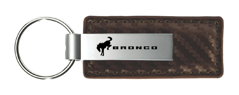 Bronco 2020 Carbon Fiber Leather Key Fob - Taupe