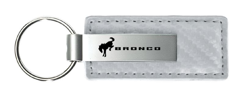 Bronco 2020 Carbon Fiber Leather Key Fob - White