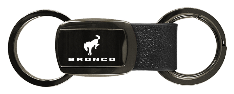 Bronco 2020 Leather Tri-Ring Key Fob - Gun Metal