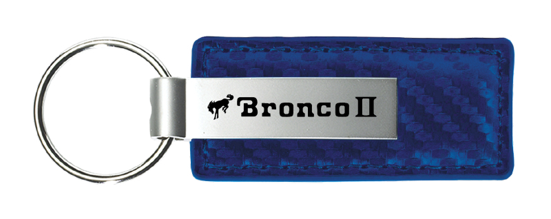 Bronco II Carbon Fiber Leather Key Fob - Blue