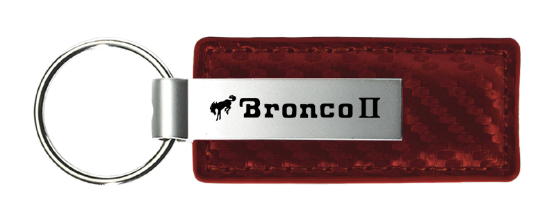 Bronco II Carbon Fiber Leather Key Fob - Burgundy