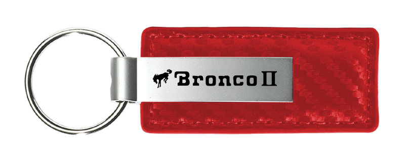 Bronco II Carbon Fiber Leather Key Fob - Red