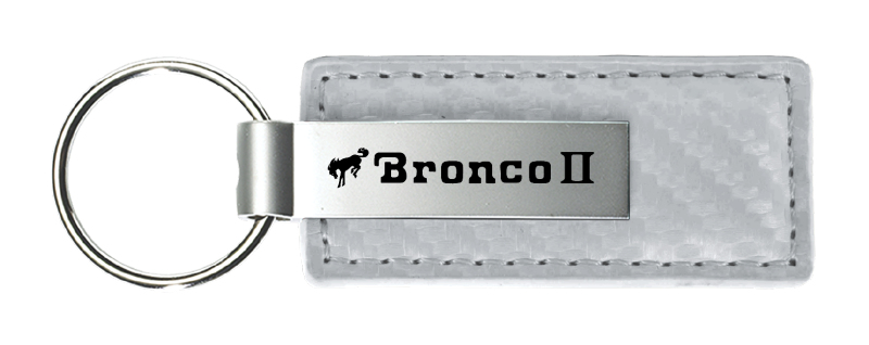 Bronco II Carbon Fiber Leather Key Fob - White