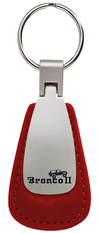 Bronco II Climbing Leather Teardrop Key Fob - Red