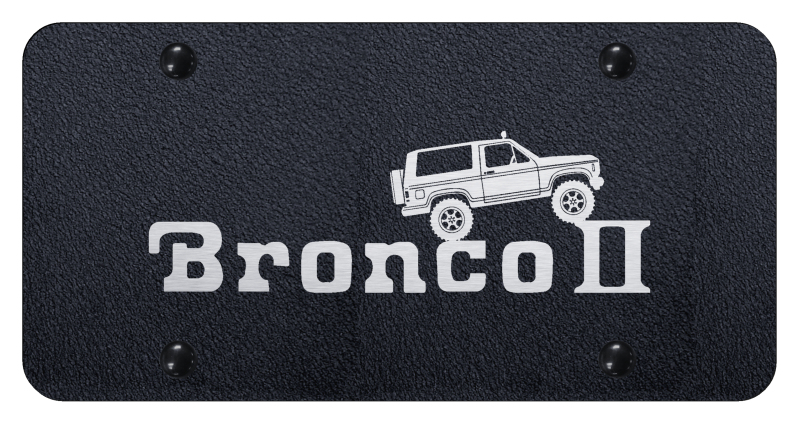 Bronco II Climbing License Plate - Laser Etched Rugged Black