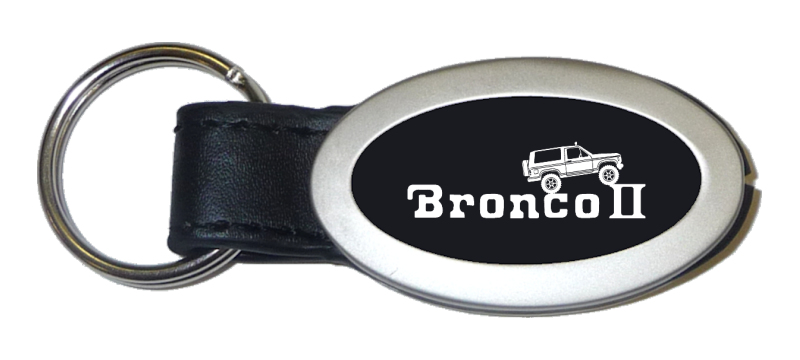 Bronco II Climbing Oval Leather Key Fob - Black