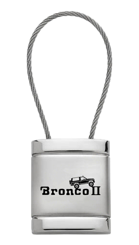 Bronco II Climbing Satin-Chrome Cable Key Fob - Silver