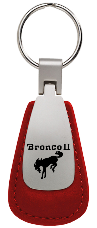Bronco II Leather Teardrop Key Fob - Red