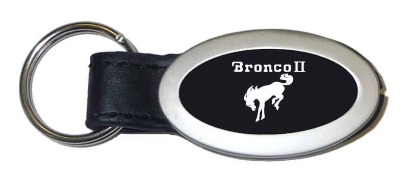 Bronco II Oval Leather Key Fob - Black