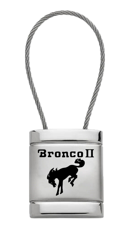 Bronco II Satin-Chrome Cable Key Fob - Silver