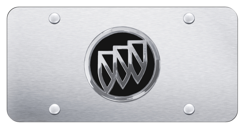 Buick (Black Fill/Black Backing) Plate - Chrome on Brushed