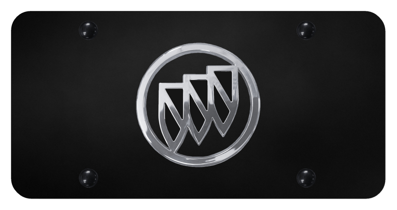 Buick (Black Fill) License Plate - Chrome on Black