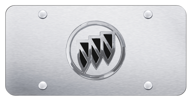 Buick (Black Fill) License Plate - Chrome on Brushed