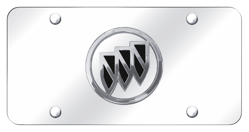 Buick (Black Fill) License Plate - Chrome on Mirrored