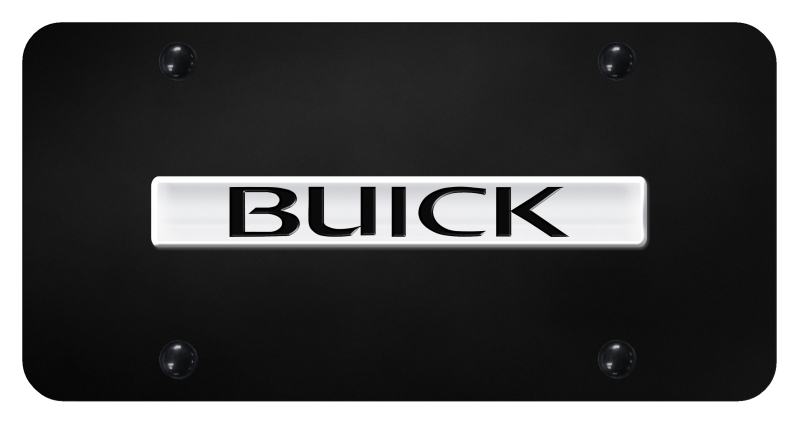 Buick Name License Plate - Chrome on Black