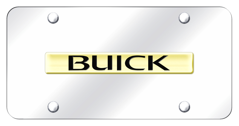 Buick Name License Plate - Gold on Mirrored