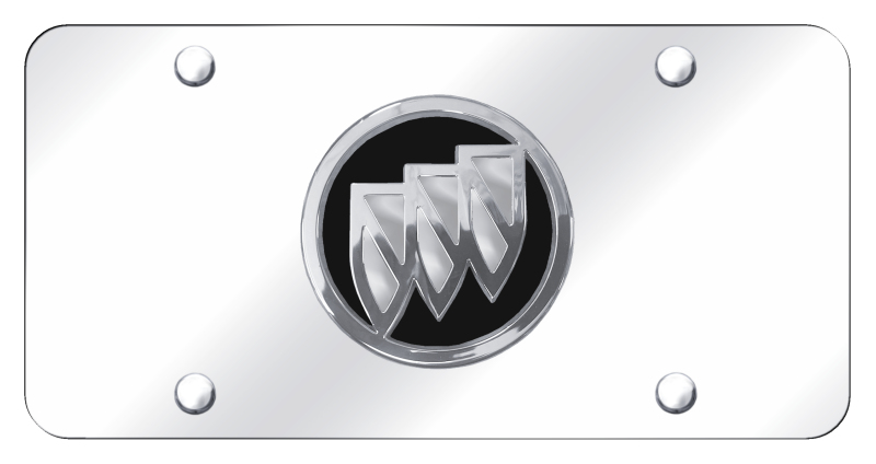 Buick (No Fill/Black Backing) Plate - Chrome on Mirrored