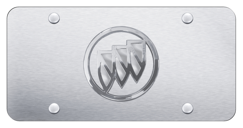 Buick (No Fill) License Plate - Chrome on Brushed