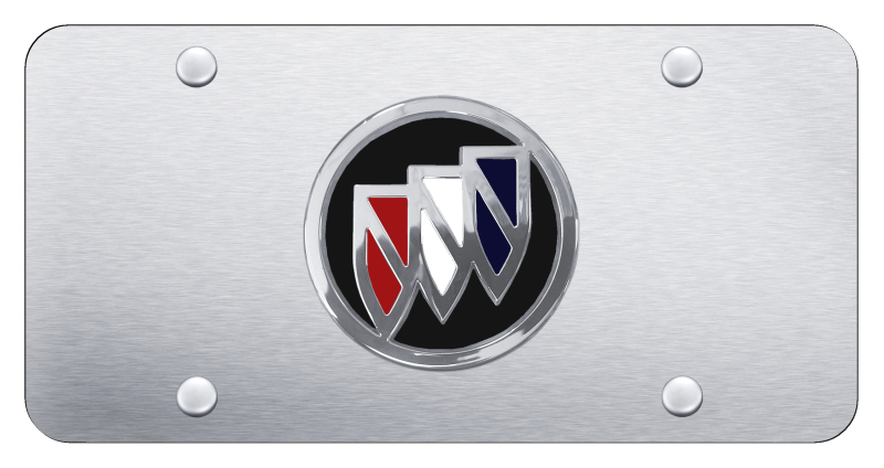 Buick (Tri-Color/Black Backing) Plate - Chrome on Brushed