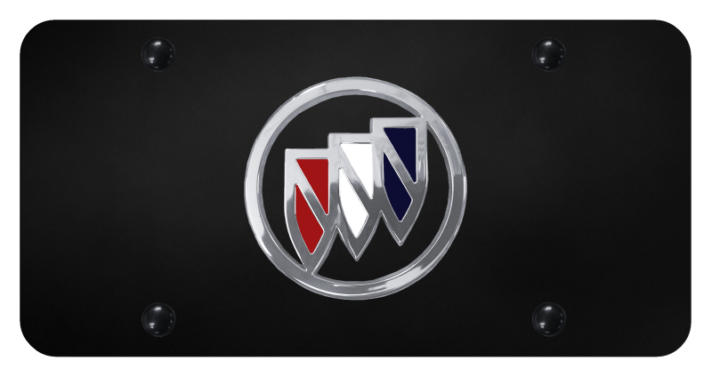 Buick (Tri-Color Fill) License Plate - Chrome on Black