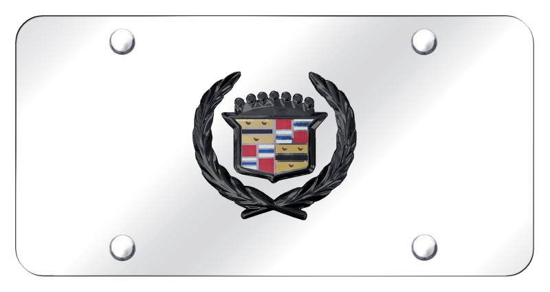 Cadillac License Plate - Black Pearl on Mirrored