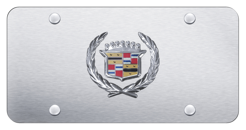 Cadillac License Plate - Chrome on Brushed