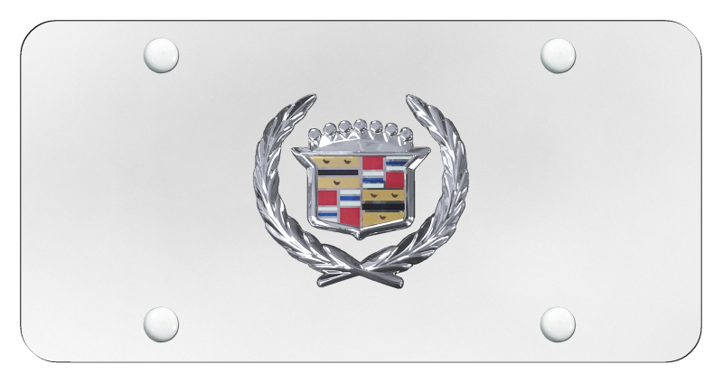 Cadillac License Plate - Chrome on White