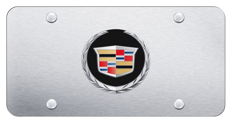Cadillac (New/Black Backing) Plate - Chrome on Brushed
