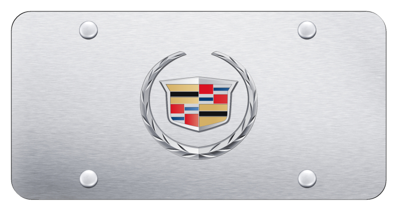 Cadillac (New) License Plate - Chrome on Brushed