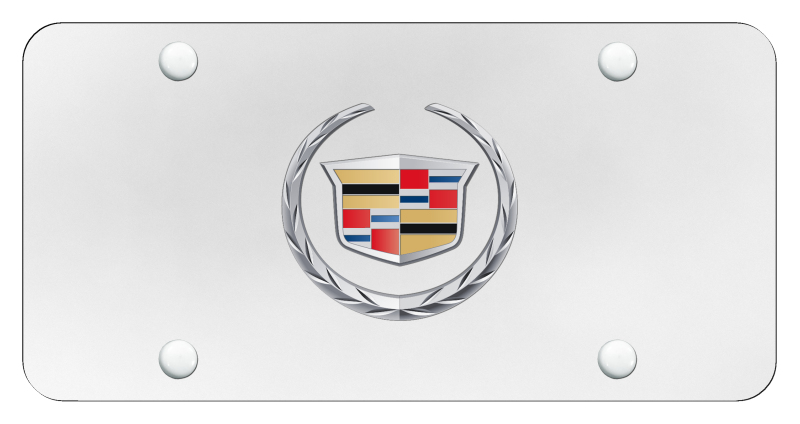 Cadillac (New) License Plate - Chrome on White