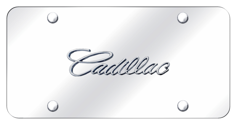 Cadillac OEM Name License Plate - Chrome on Mirrored