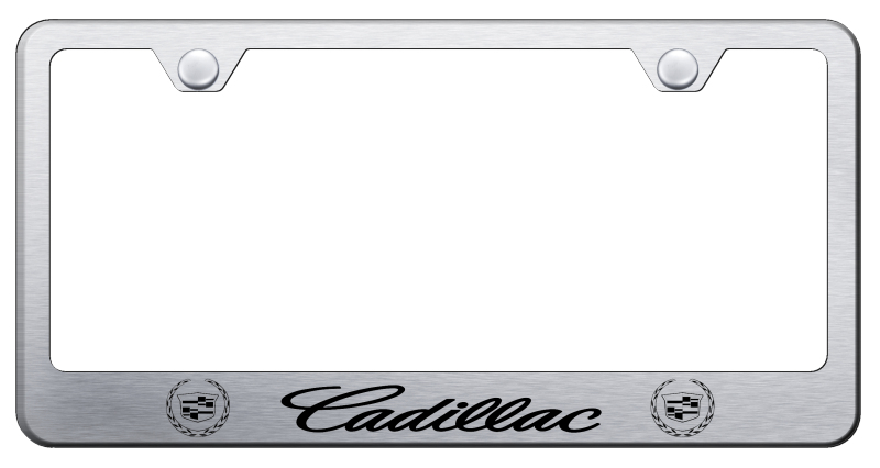 Cadillac Laser Etched Stainless Steel License Plate Frame - Finish:Brush