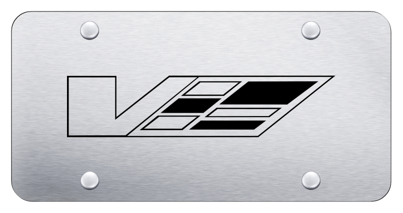 Cadillac V Logo License Plate - Laser Etched Brushed