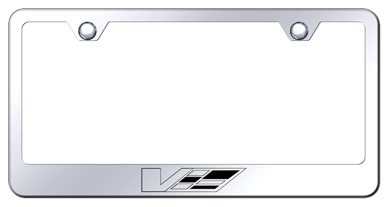 Cadillac V-Series Laser Etched Stainless Steel License Plate Frame - Finish:Mirror