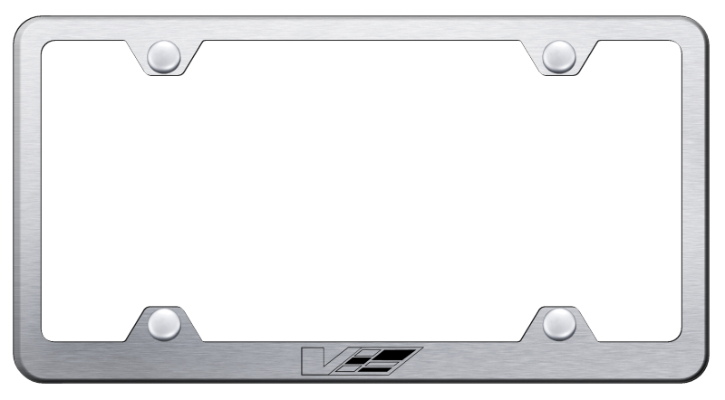 Cadillac VII Laser Etched Stainless Steel Wide License Plate Frame - Finish:Brush