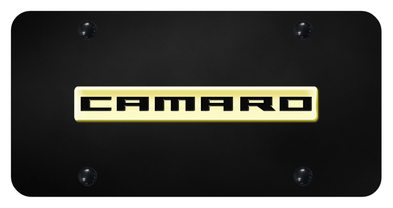 Camaro Name License Plate - Gold on Black