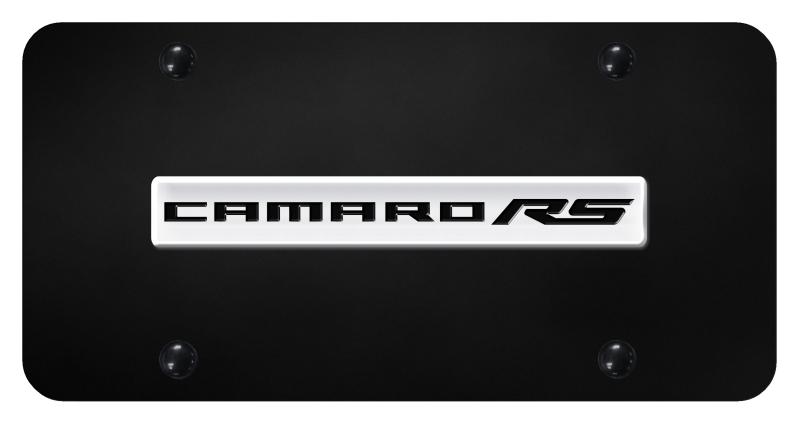 Camaro RS Name License Plate - Chrome on Black