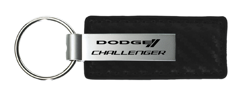 Challenger Carbon Fiber Leather Key Fob - Black