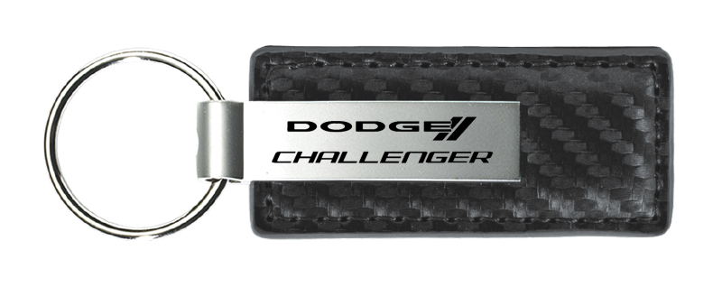 Challenger Carbon Fiber Leather Key Fob - Gun Metal