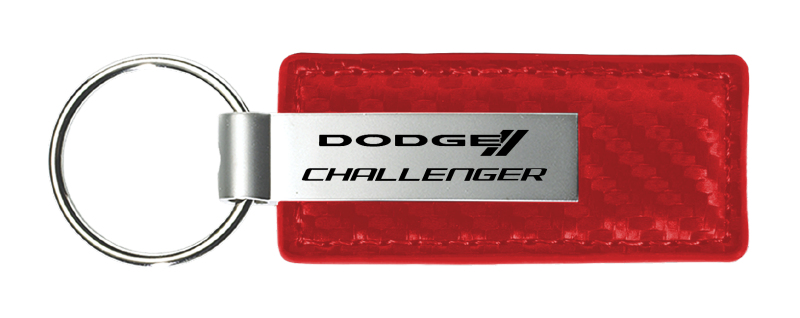 Challenger Carbon Fiber Leather Key Fob - Red