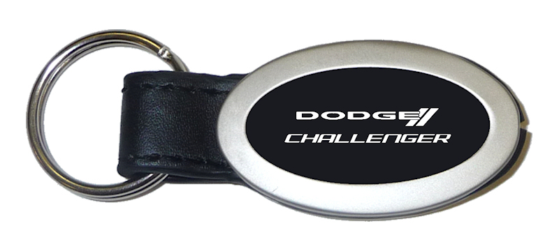 Challenger Oval Leather Key Fob - Black