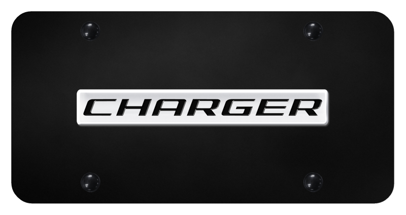 Charger Name License Plate - Chrome on Black