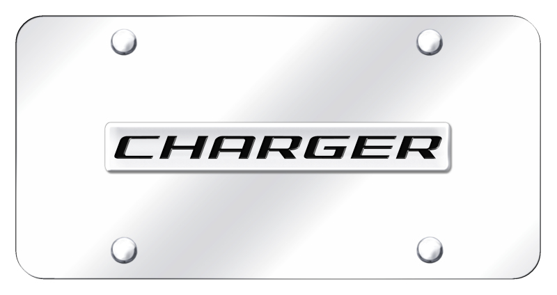 Charger Name License Plate - Chrome on Mirrored