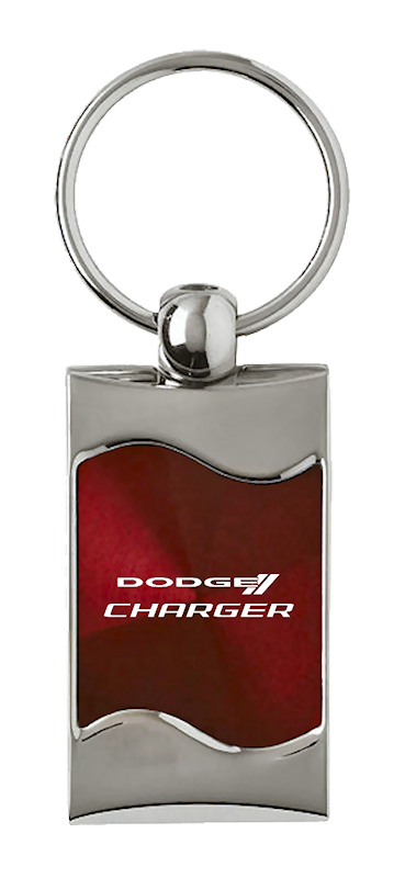 Charger Rectangular Wave Key Fob - Burgundy
