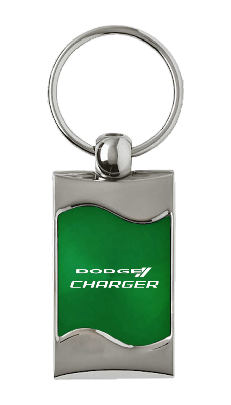 Charger Rectangular Wave Key Fob - Green