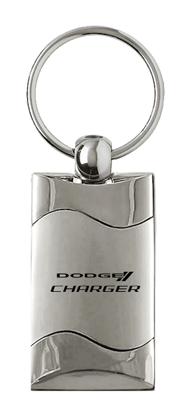 Charger Rectangular Wave Key Fob - Silver