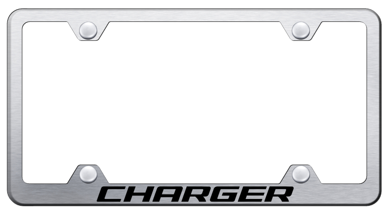Dodge Charger Laser Etched Stainless Steel Wide License Plate Frame - Finish:Brush