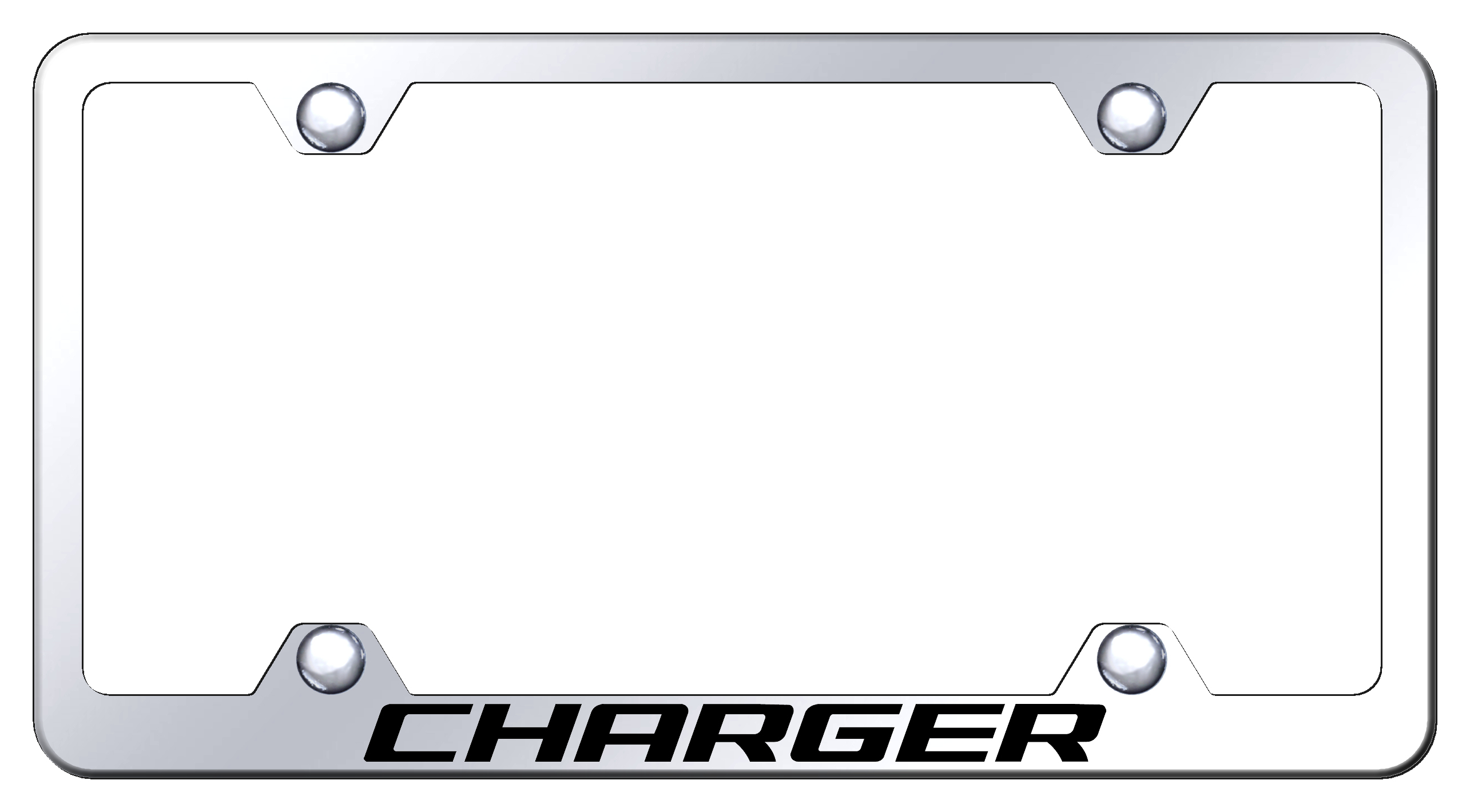Dodge Charger Laser Etched Stainless Steel Wide License Plate Frame - Finish:Mirror
