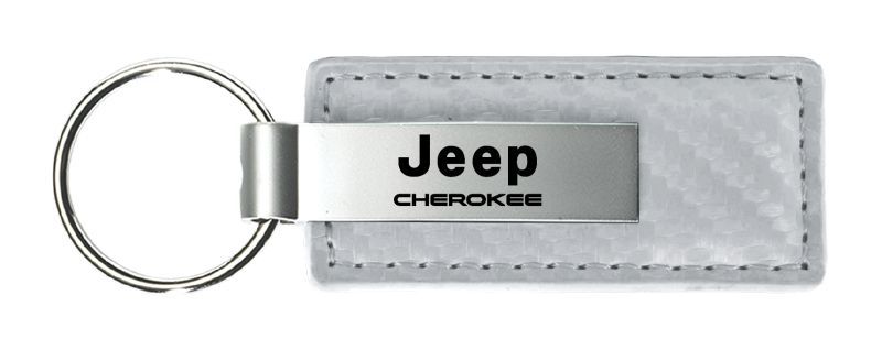 Cherokee Carbon Fiber Leather Key Fob - White