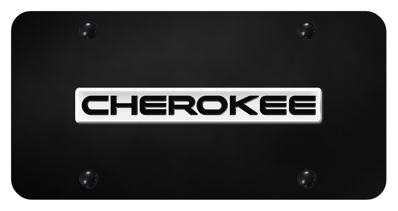 Cherokee Name License Plate - Chrome on Black